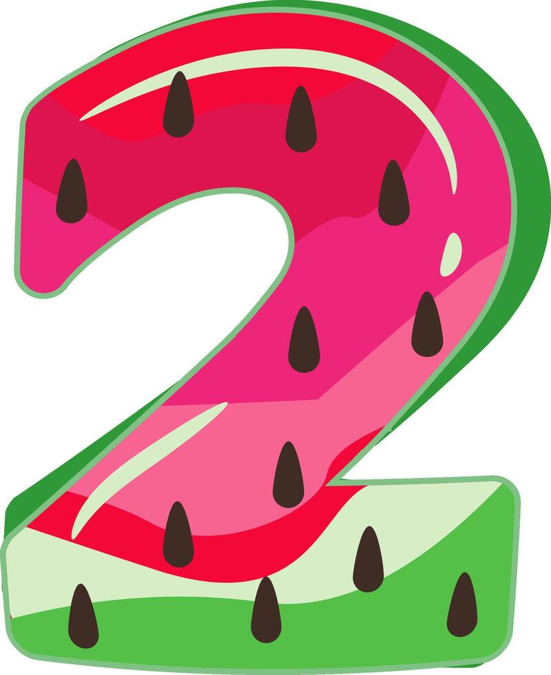 vattenmelon alfabet siffra 2 design vektor