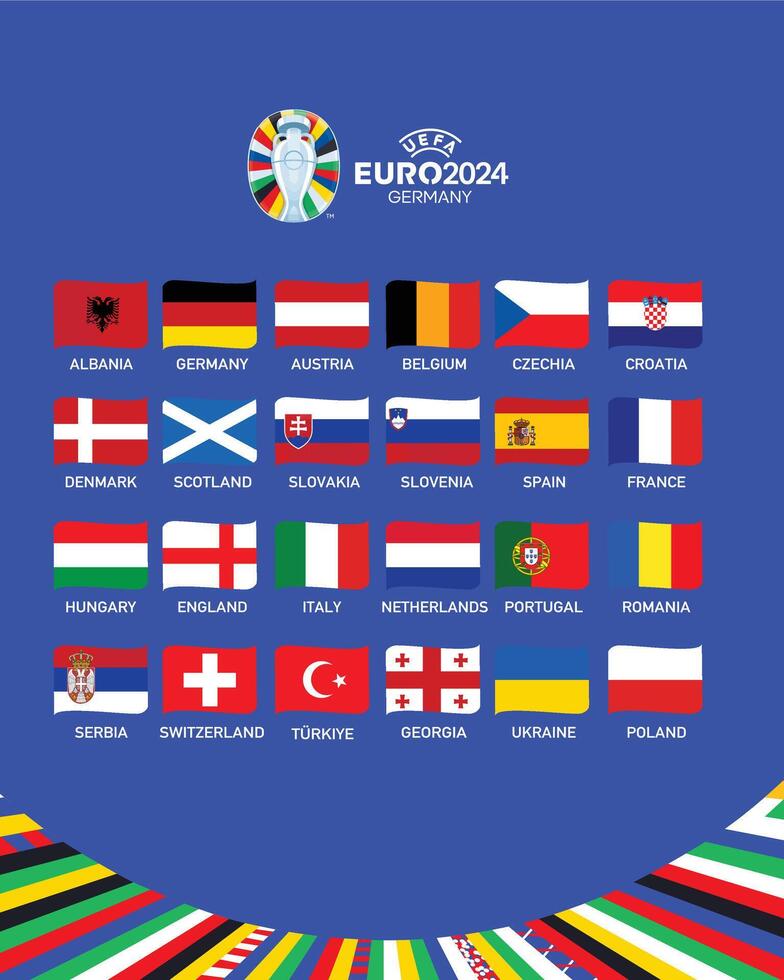 euro 2024 Tyskland flaggor band design med officiell symbol logotyp europeisk fotboll slutlig illustration vektor