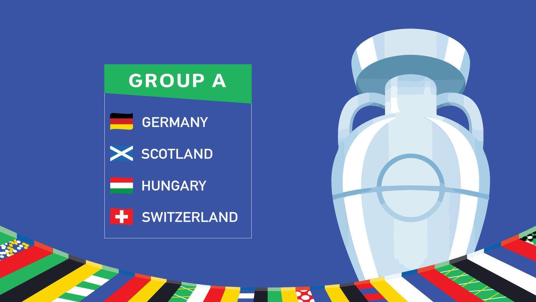 euro 2024 Tyskland grupp en band emblem design med trofén symbol officiell logotyp europeisk fotboll slutlig illustration vektor