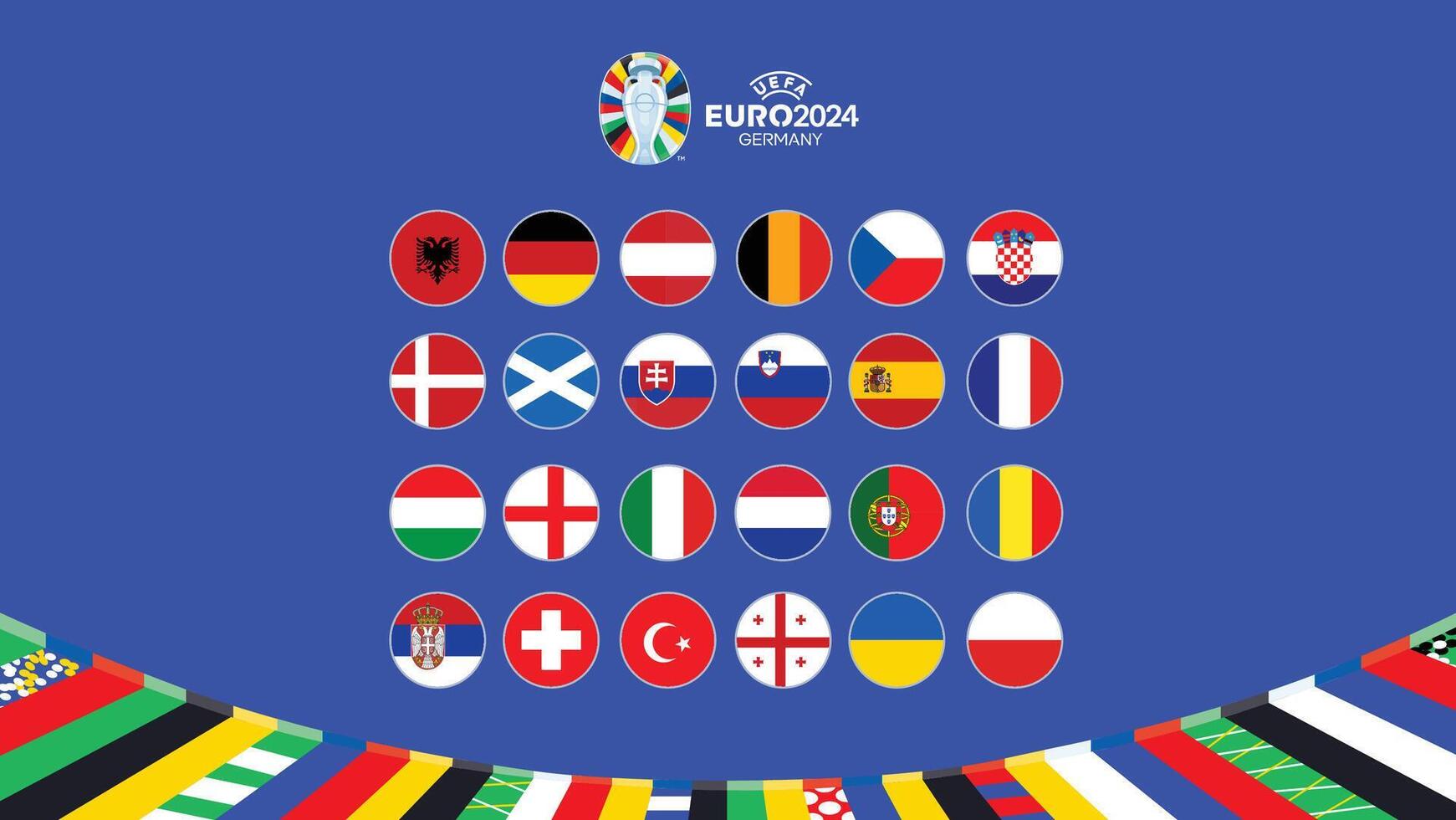 euro 2024 Tyskland flaggor design symbol officiell logotyp europeisk fotboll slutlig illustration vektor