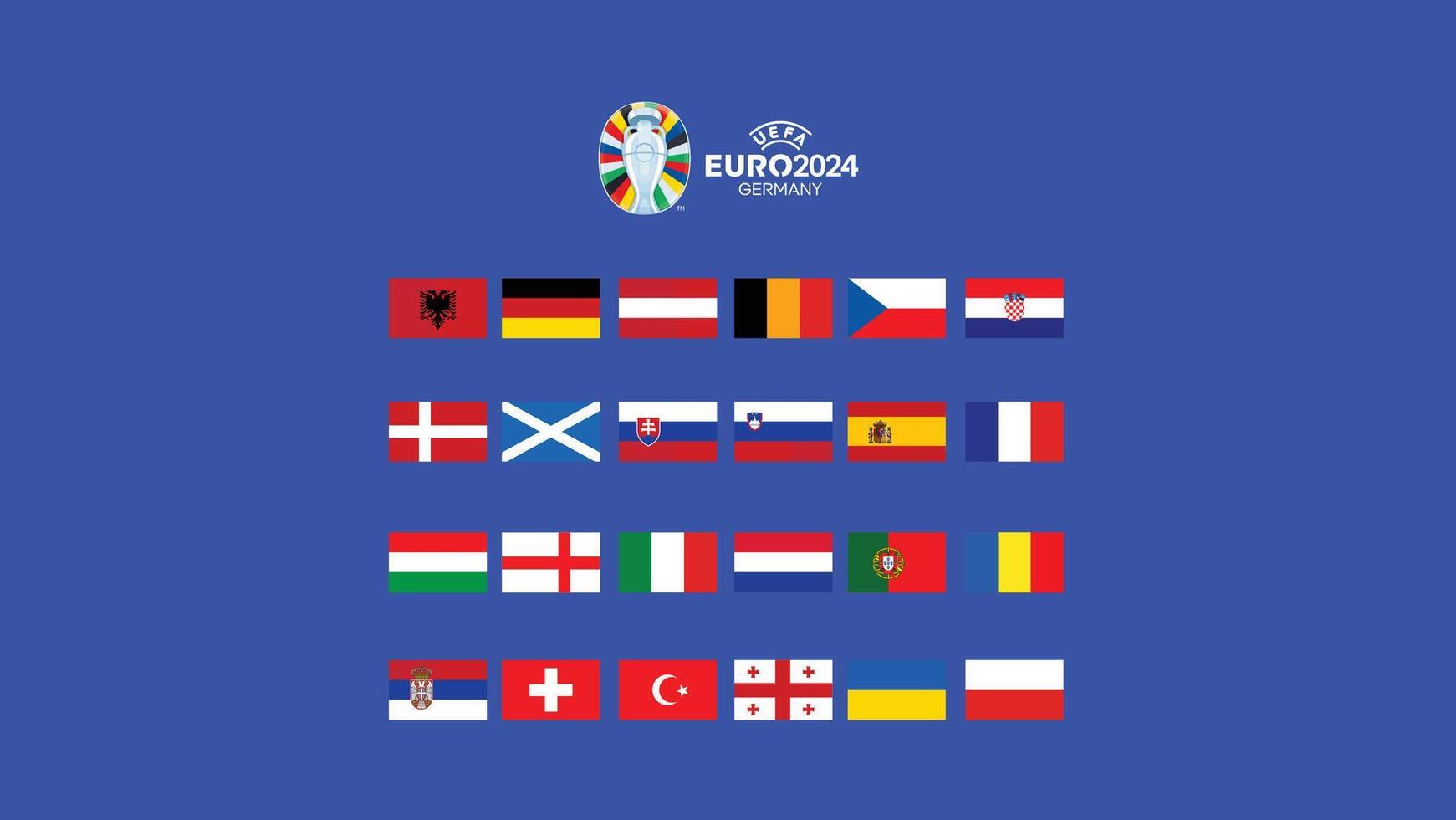 euro 2024 Tyskland flaggor design med officiell symbol logotyp europeisk fotboll slutlig illustration vektor