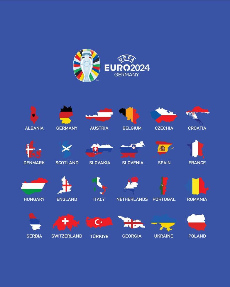 euro 2024 Tyskland emblem Karta design med logotyp officiell symbol europeisk fotboll slutlig illustration vektor