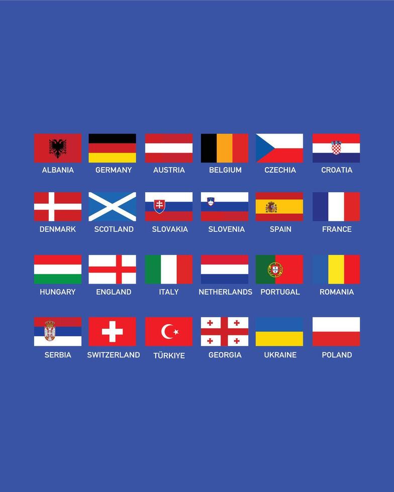 europäisch Fußball 2024 Flaggen Design abstrakt Teams Nationen Symbol europäisch Fußball Länder Illustration vektor