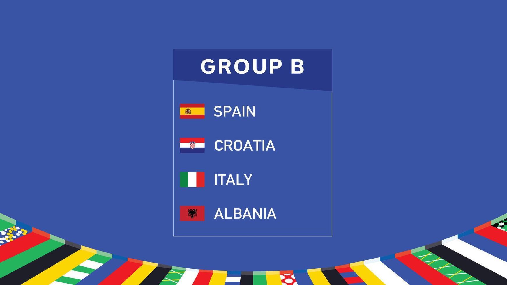 europeisk nationer 2024 grupp b flaggor design abstrakt lag länder europeisk fotboll symbol logotyp illustration vektor