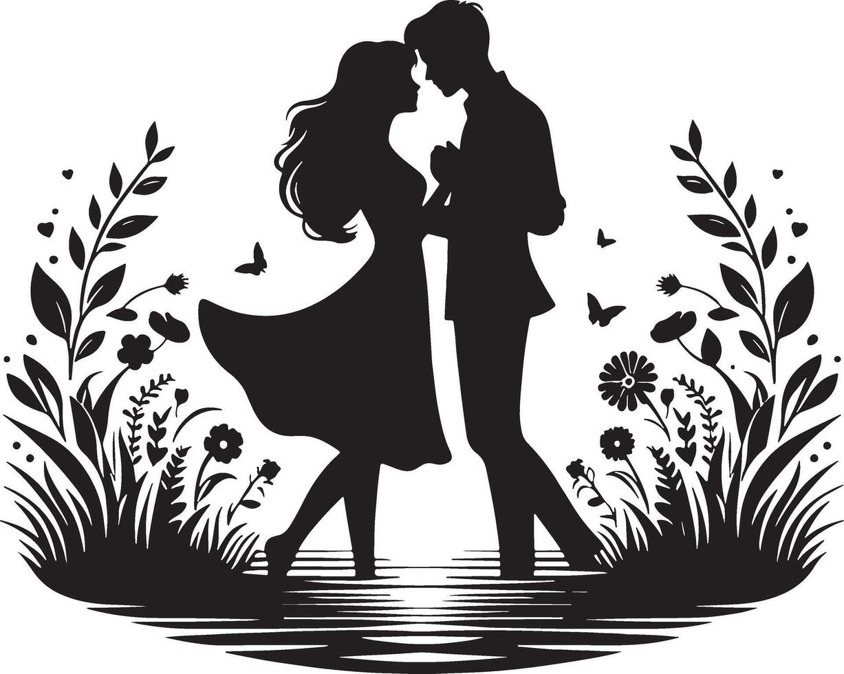 romantisch Paar Silhouette Illustration vektor