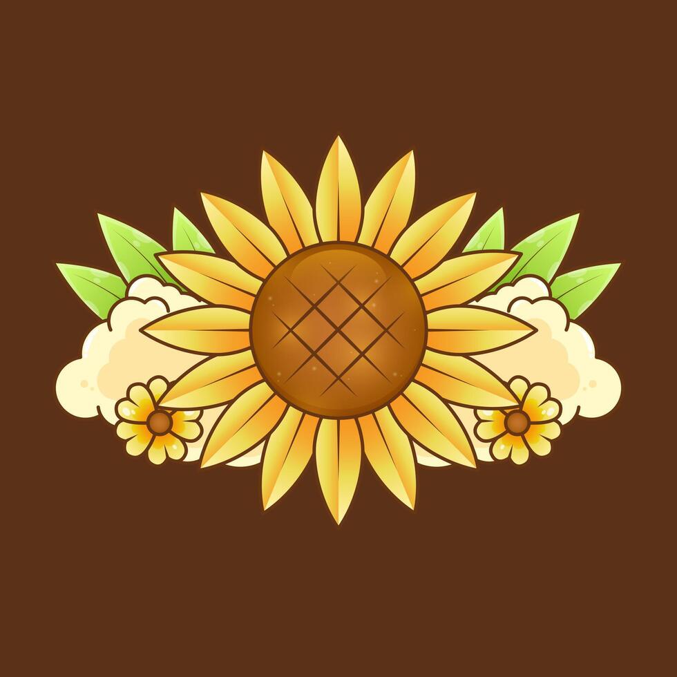 Sonnenblume mit Garten Logo Ornament Design vektor