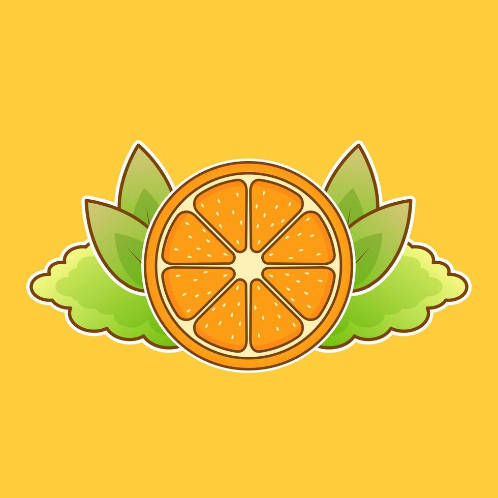 Orange mit Garten Logo Ornament Design vektor