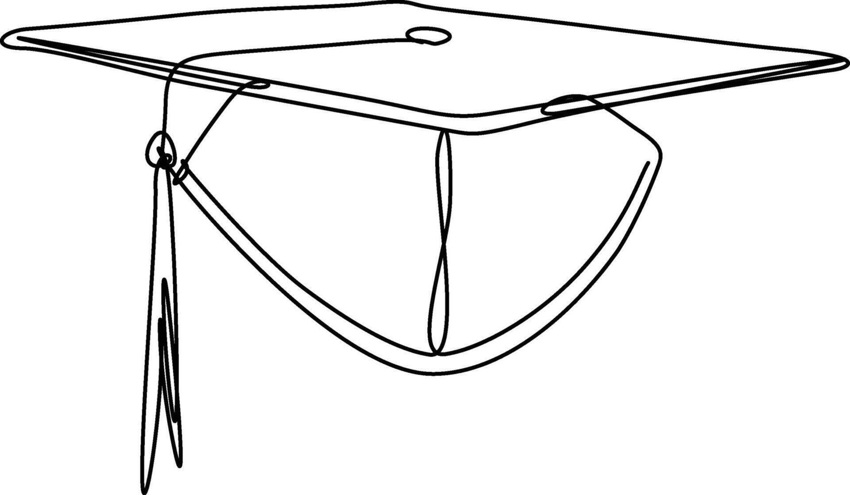 ett kontinuerlig linje teckning av gradering keps, studie examen keps logotyp ikon vektor