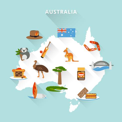 Australien turist karta vektor
