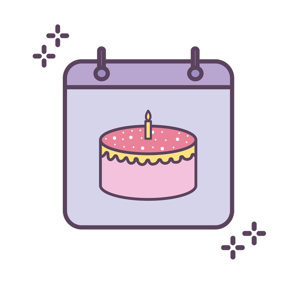 Geburtstagstorte auf einem lila Kalender vektor
