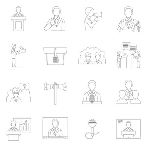 Public speaking icons översikt vektor