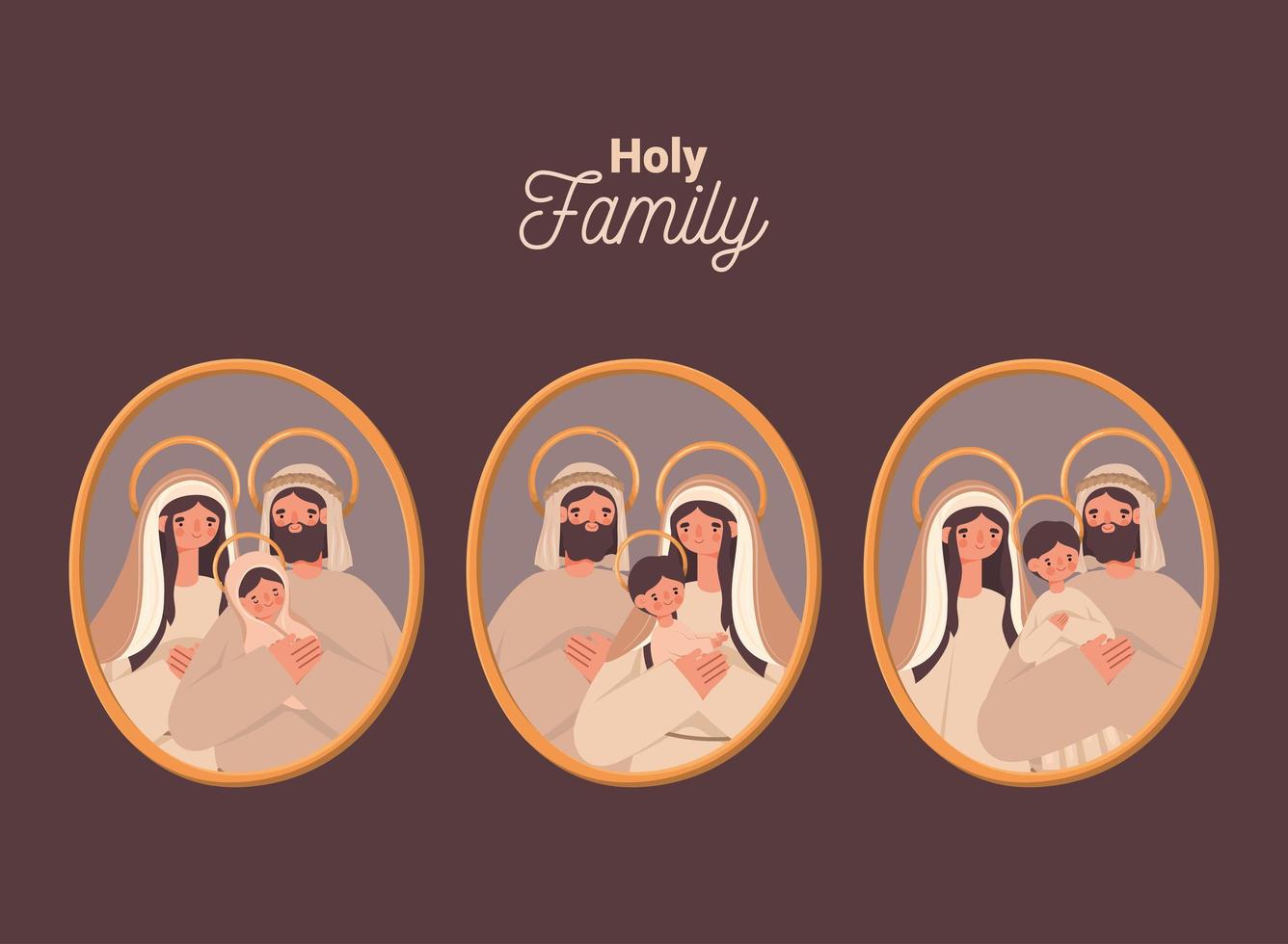 Porträts der Heiligen Familie vektor