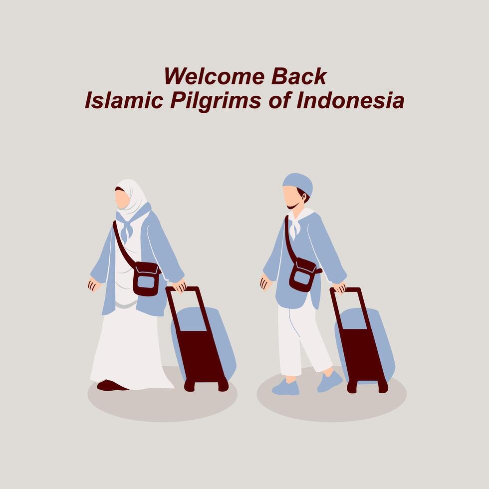 Välkommen tillbaka islamic pilgrimer av indonesien vektor