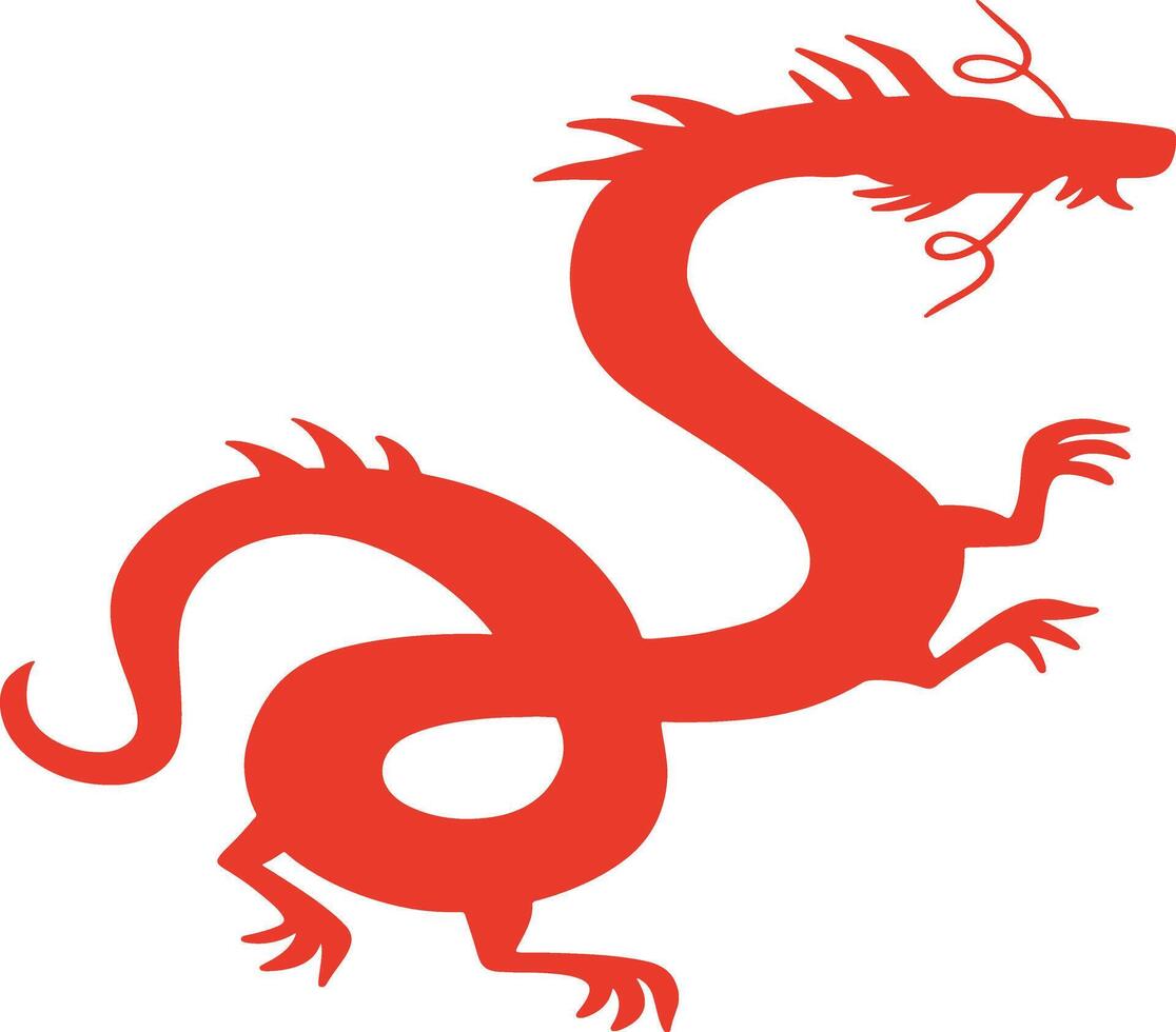 rot Chinesisch Drachen Silhouette mit eben Design und Formen. Chinesisch Tierkreis auf 2024 Chinesisch Neu Jahr vektor