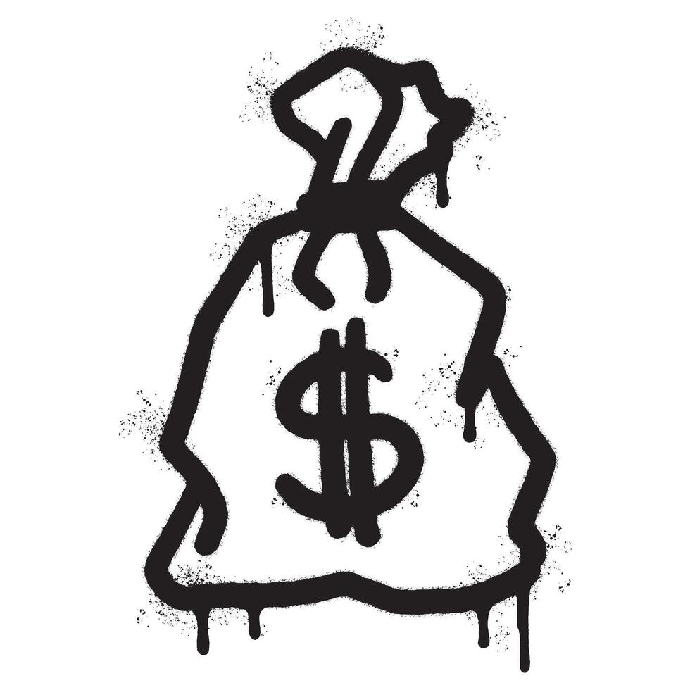 sprühen gemalt Graffiti Geld Tasche Symbol gesprüht isoliert mit ein Weiß Hintergrund. vektor