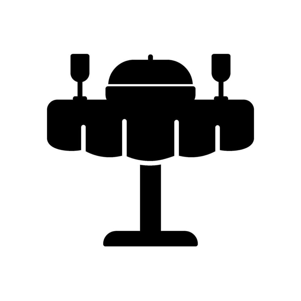 Symbol von Abendessen Tabelle mit Mahlzeiten und Getränke vektor