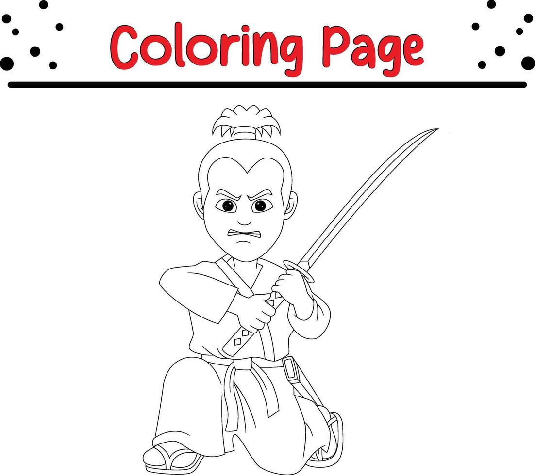 Samurai Schwertkämpfer Färbung Buch Seite zum Erwachsene und Kinder vektor