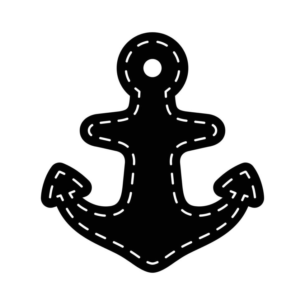 Anker Symbol Logo Helm Boot Symbol Pirat nautisch maritim Strich Linie Karikatur Illustration Gekritzel einfach Grafik Design vektor