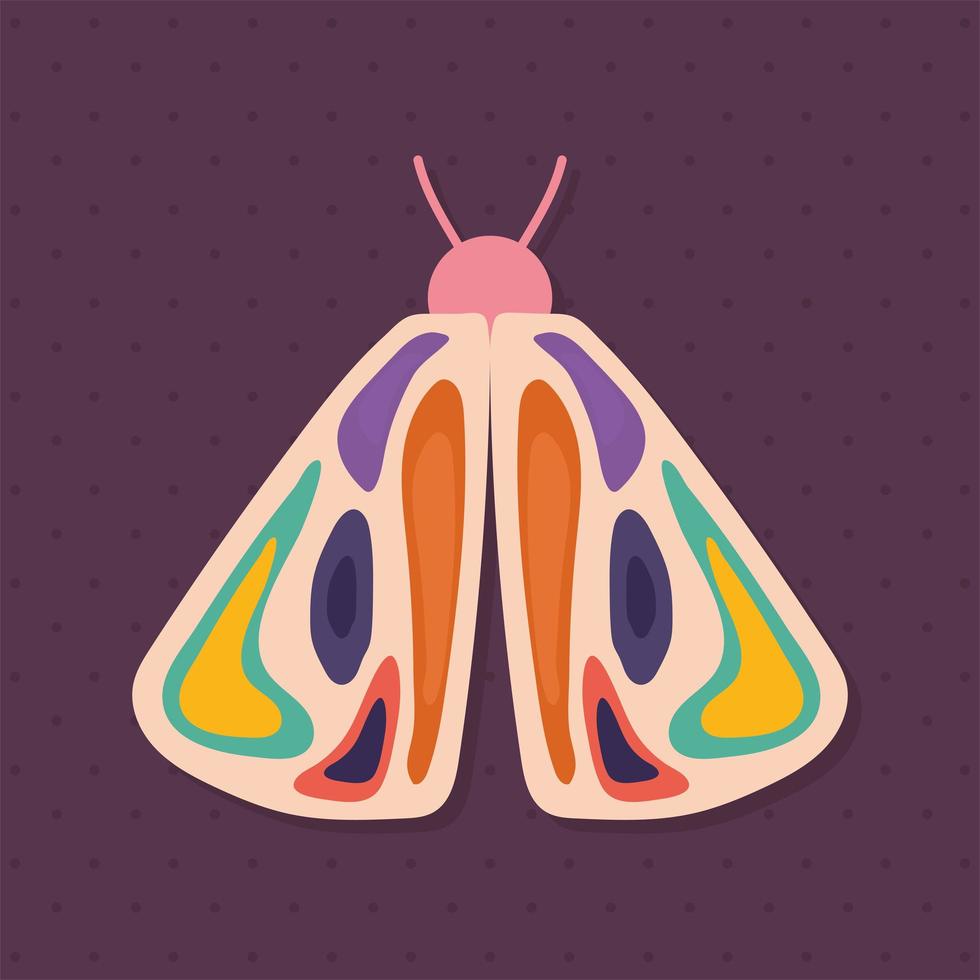 handgezeichneter Schmetterling mit violettem Hintergrund vektor