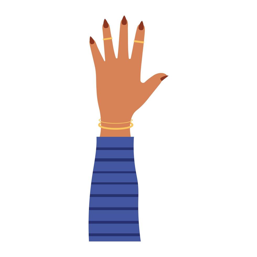 arm med en hand och bruna naglar i vit bakgrund vektor