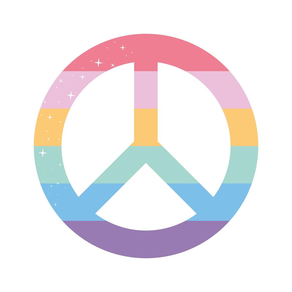 Friedenssymbol mit LGBTQ-Stolzfarben vektor