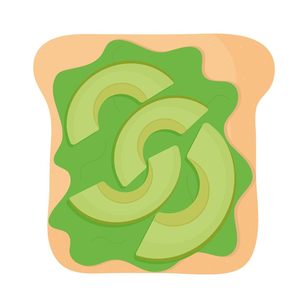 bröd med guacamole och avokado i toppen vektor