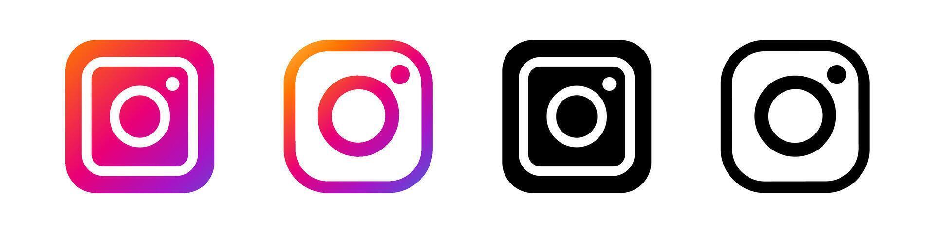 Instagram företag logotyp ikoner. Instagram varumärke logotyp uppsättning. rivne, ukraina - november 20, 2023 vektor