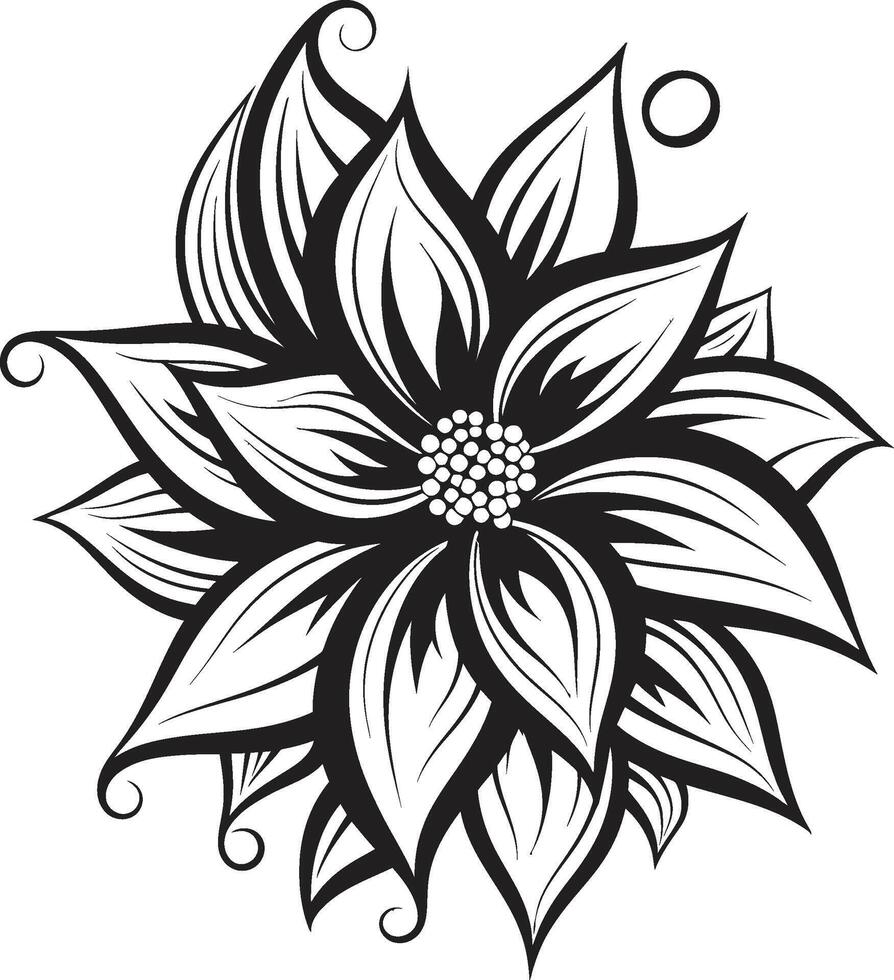Singular blühen Element schwarz Symbol künstlerisch Blume monoton vektor