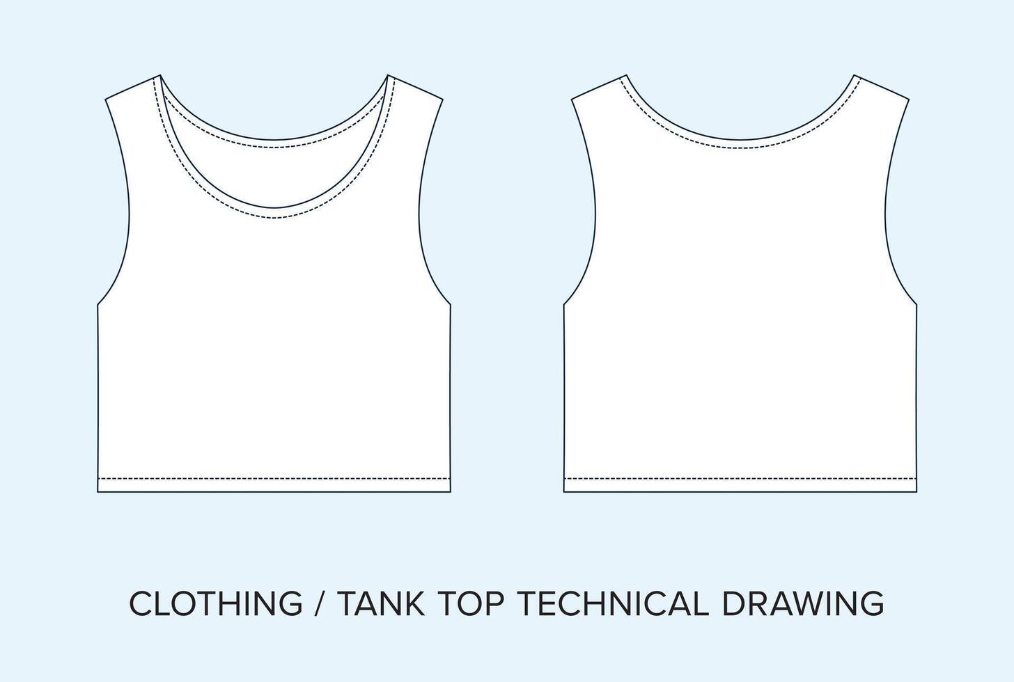 tank topp, teknisk teckning, kläder plan för mode designers vektor
