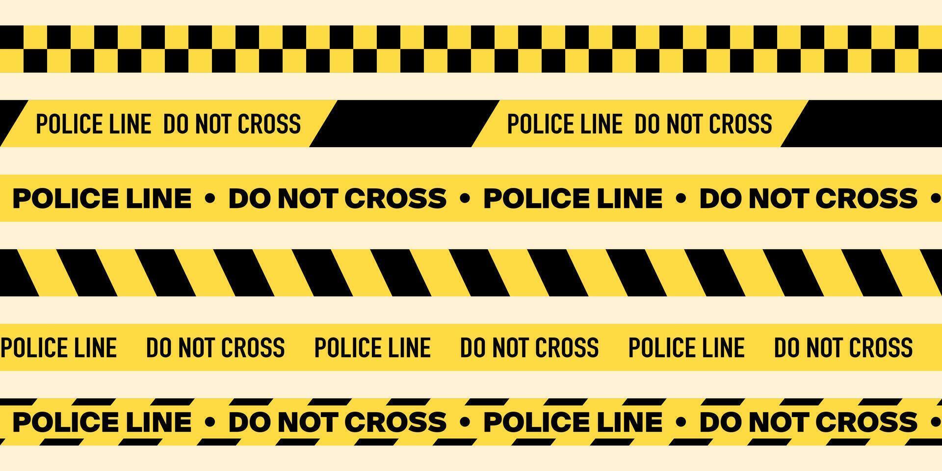 polis varning linje mönster, av gul Färg, sömlös mönster. uppmärksamhet, do inte korsa band grafik isolerat på ljus bakgrund vektor