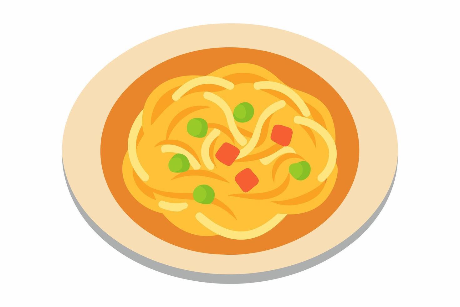 vaddera thai med tofu, spaghetti, och grönsaker i en skål. traditionell thai maträtt. begrepp av friska äter, vegetarian kök, asiatisk kulinariska tradition. grafisk illustration isolerat på vit vektor