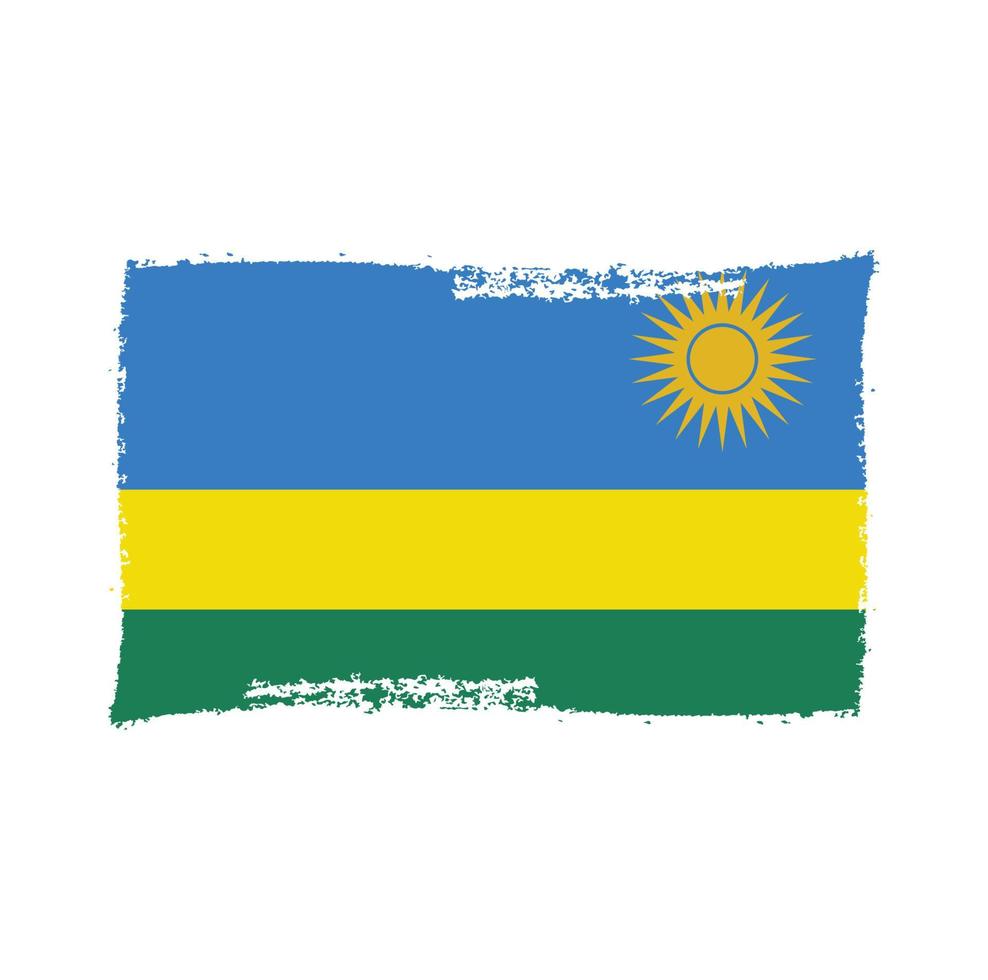 rwandas flagga med akvarell målad pensel vektor