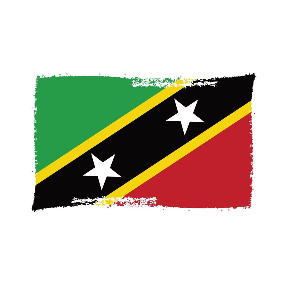 St. Kitts und Nevis Flagge mit Aquarell Pinsel vektor