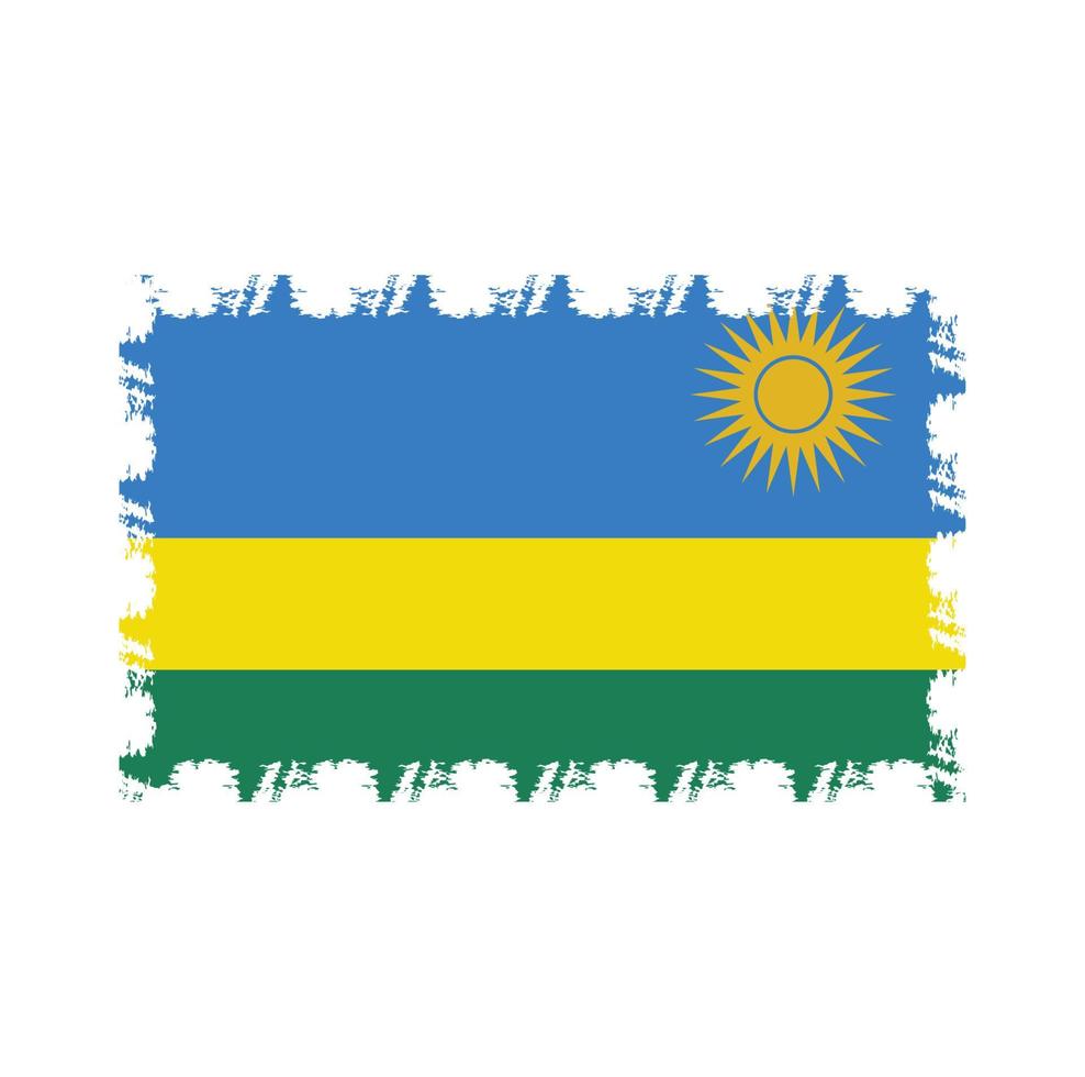 rwandas flagga med akvarell målad pensel vektor