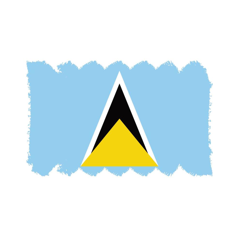 St. Lucia-Flagge mit Aquarell gemaltem Pinsel vektor