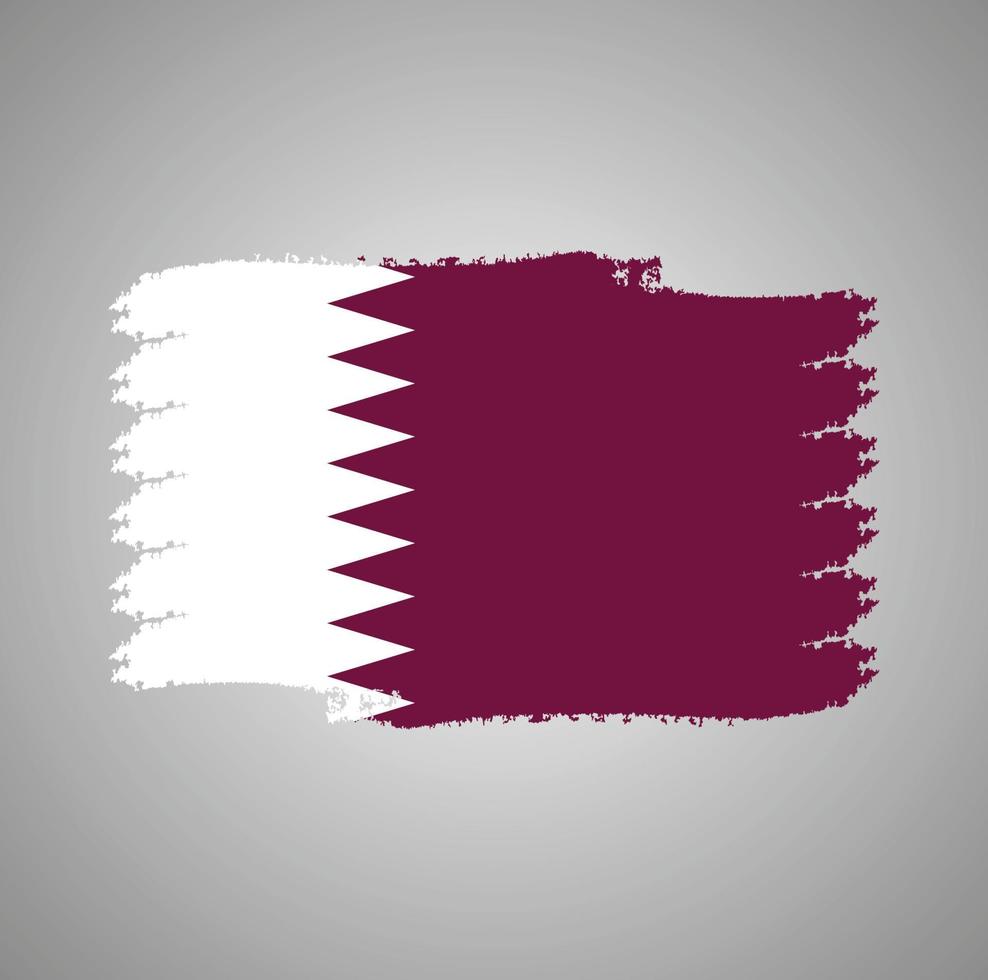 Qatar flagga med akvarell målad pensel vektor