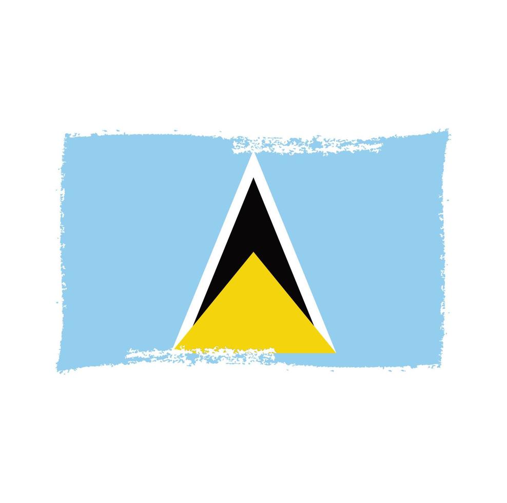 St. Lucia-Flagge mit Aquarell gemaltem Pinsel vektor