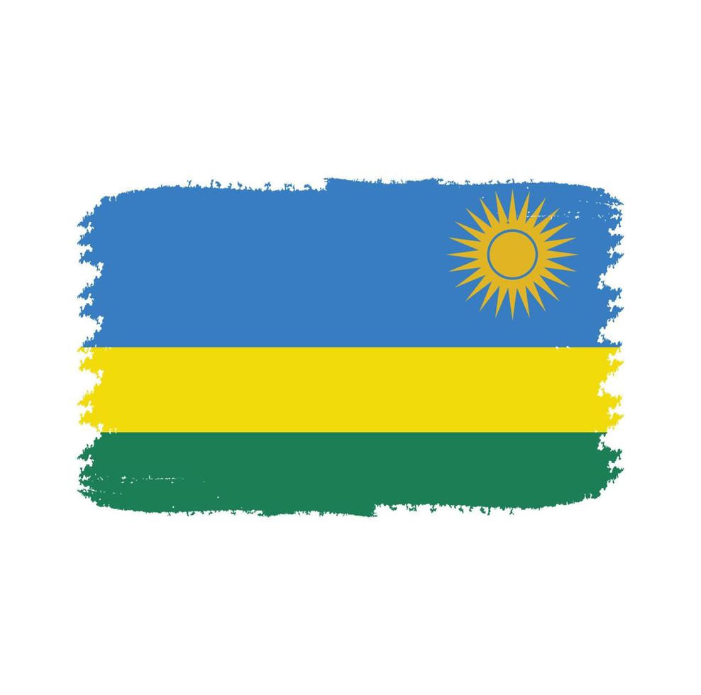 rwandas flagga med akvarell målad pensel vektor