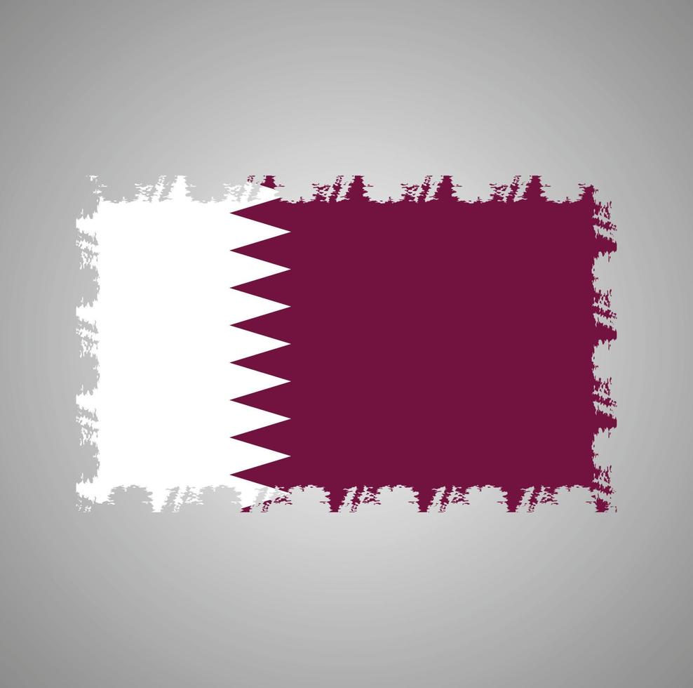 Katar-Flagge mit Aquarell gemaltem Pinsel vektor