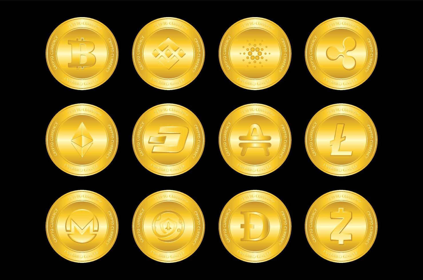 gyllene mynt med kryptovaluta symbol logotyp vektor