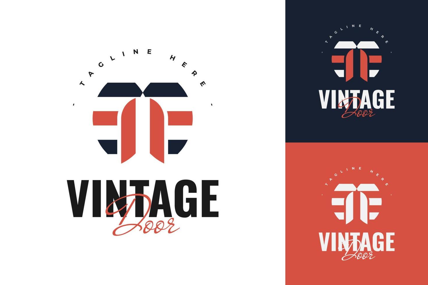 abstraktes Vintage-Tür-Logo-Design für Ihre Unternehmensmarkenidentität vektor