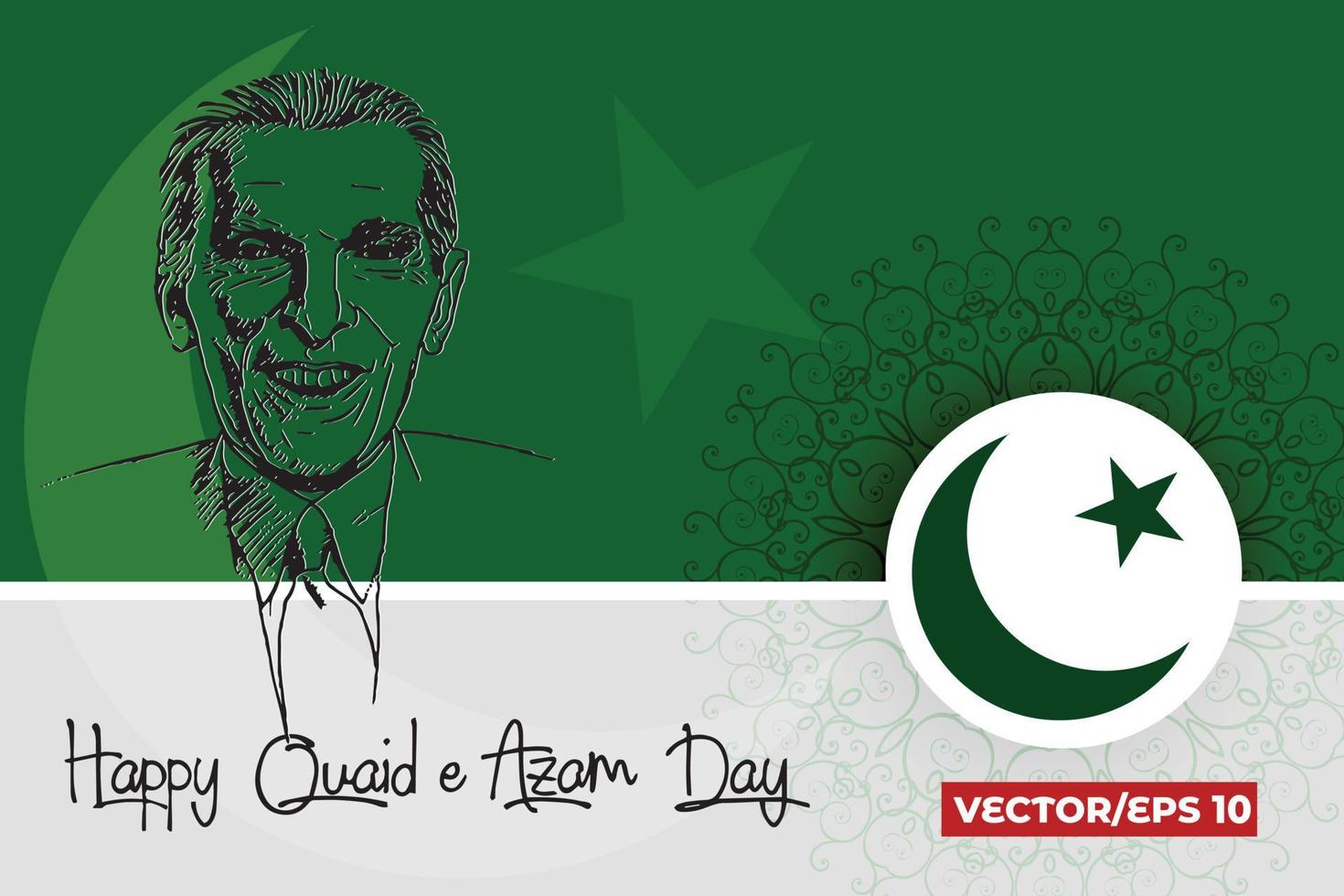 feiern quaid-e-azam tag 25. dezember, quad-e-azam mohammad ali jinnah zu grüßen starb am 11. september 1948 vektor