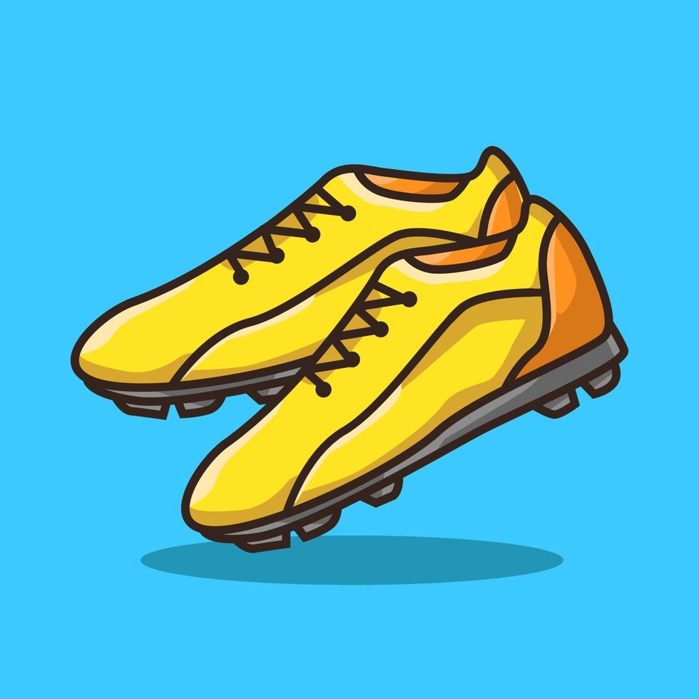 goldene Fußballschuhe für sportliche Aktivitäten in farbenfroher Cartoon-Linien-Kunstillustration vektor