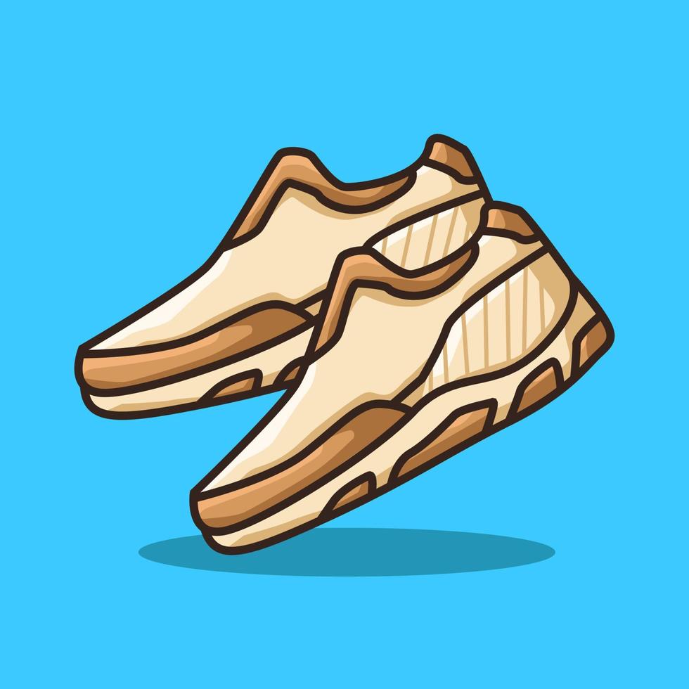 starke Schuhe zum Klettern auf Klippen in farbenfroher Cartoon-Linien-Kunstillustration vektor