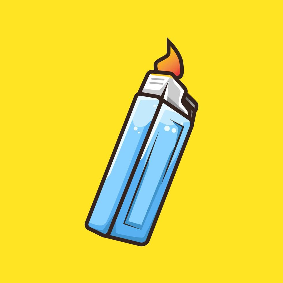 modernes Gasfeuerzeug zum Feuermachen in bunten Cartoon-Linien-Kunstillustrationen vektor