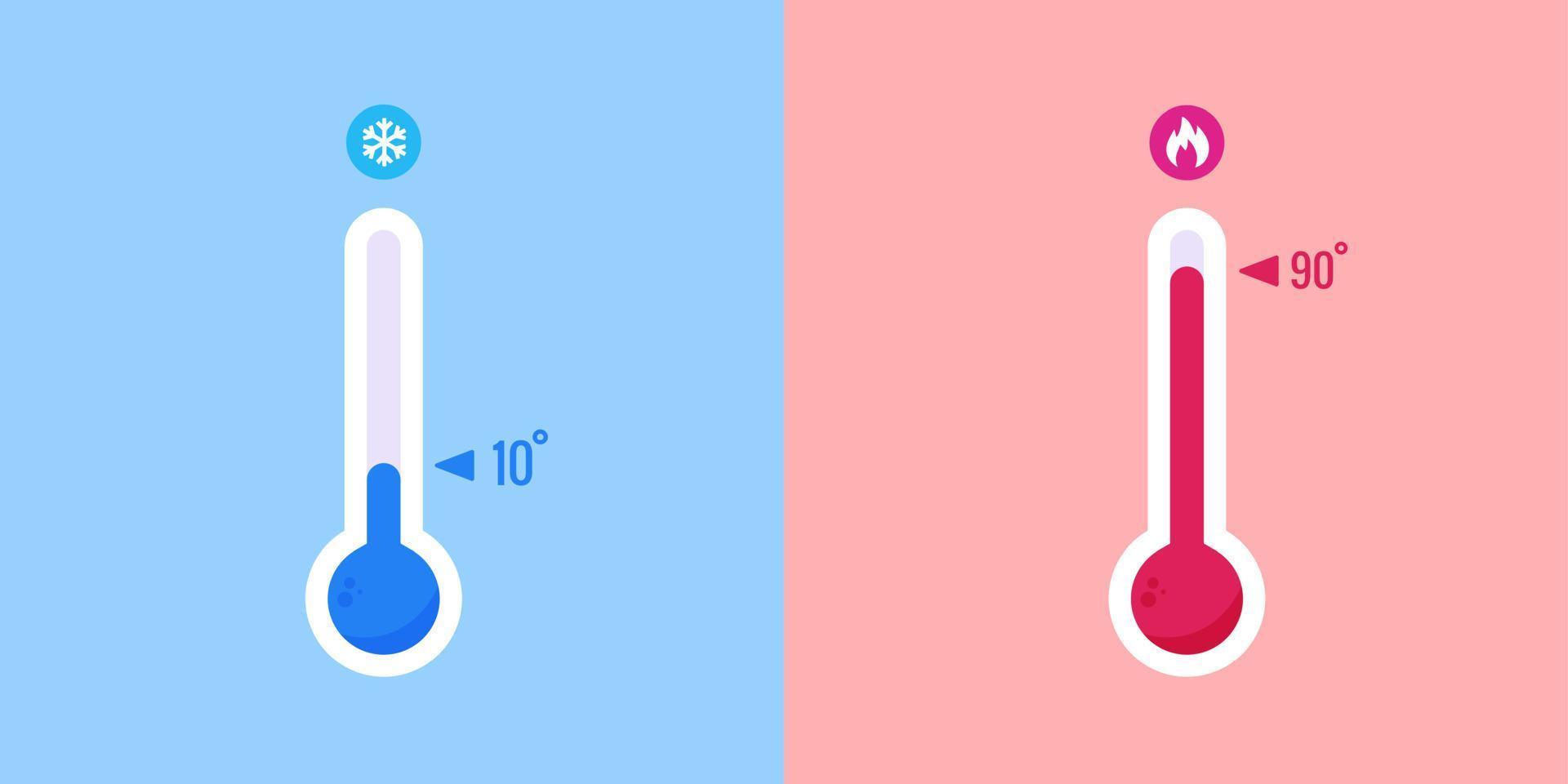 Symbol für warme und kalte Temperatur. Sommer- und Winterwetterzeichensatz. vektor