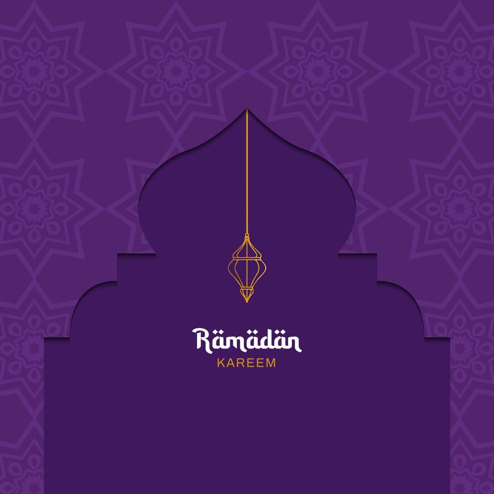 Ramadan Kareem Konzept mit lila Farbe und islamischer Laternenverzierung. Vektor-Illustration. Platz für Text. vektor