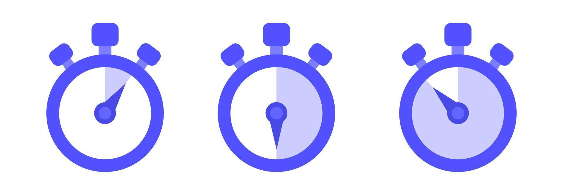 Timer-Icon-Set. Countdown-Timer-Symbol. Stoppuhr-Sammlung in flachen Illustrationen. vektor