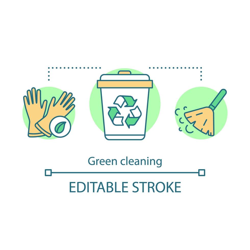 grön rengöring koncept ikon. städtjänster idé tunn linje illustration. rengöringsmetod. återvinning av avfall. miljövänlig ingrediens. vektor isolerade konturritning. redigerbar linje