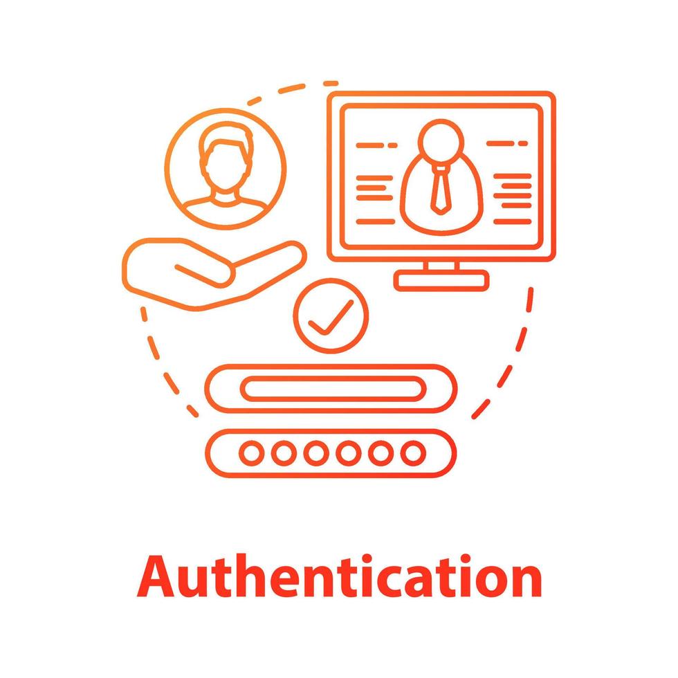 autentisering koncept ikon. användarbehörighet, inloggning. personligt integritetsskydd med lösenord. cybersäkerhetssystem idé tunn linje illustration. vektor isolerade konturritning